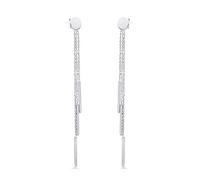 555Jewelry Womens Stainless Steel Chic Cute Stylish Triple Bar Tassel Long Chain Drop Dangle Dangling Earring Pair Classic Fashion Accessory Jewelry Post Nut Earrings, Silver