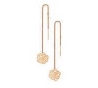 555Jewelry Womens Stainless Steel Girls Classic Long Dangle Drop Dainty Flower Cute Threader String Tassel Chain Gift Fashion Accessory Jewelry Pair Set Earrings, Pink Rose Gold