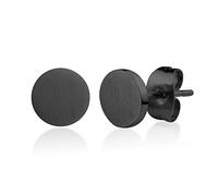 555Jewelry Womens Stainless Steel Hypoallergenic Minimal Matte Circle Disc Tiny Dot Flat Round Minimalist Stud Everyday Wear Screw Back Piercing Fashion Accessory Jewelry Earrings, Black