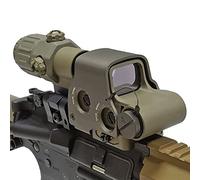 558 Green Red dot Sight + 3X Magnifier Holographic Reflex Sights with Switch to Side Quick Detachable QD Mount for Hunting (TAN)