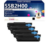 55B2H00 Toner Cartridges Compatible for Lexmark MS331 dn MS431 dn MX331 adn MX431 adn Printers, Clear Printing, High Yield 15000 Pages,4*Black
