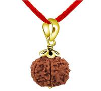 55Carat 4 Mukhi Gold Plated Pendant Lab Certified Original Nepali Rudraksha Shiva Prayer Wood Nepali Meditation Healing Tibatan Four Face Real Hindu 4Mukhi Pure Handmade Locket for Men and Women
