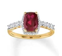 55Carat Created-Ruby Yellow Gold Plated Striking Ring Shimmering Diamonds Latest CZ Design Anniversary for Women Cushion Cut Handmade Jewelry Size: M