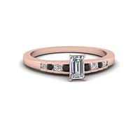 55Carat Diamond Graduated Accent Ring Rose Gold Plated Natural Black Onyx Emerald Shape Petite Engagement Rings Channel Setting Dimensione W for Women, Girls and Ladies