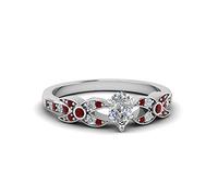 55Carat Flower Pave Diamond Ring Sterling Silver Created Ruby Pear Shape Petite Engagement Rings Prong Setting Dimensione V Matching Jewelry Wedding Jewelry Easy to Wear Gifts