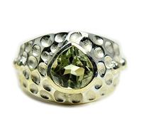 55Carat Genuine Pear Green Amethyst Ring Band Silver Birthstone Handcrafted Size H I J K J L M N O P