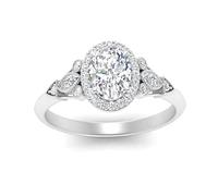 55Carat Georgian Oval Halo Diamond Ring Sterling Silver Created Cubic Zircon Oval Shape Halo Engagement Rings Prong Setting Dimensione O Lightweight Office Wear Everyday Gift Jewelry