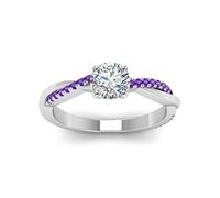 55Carat Infinity Twist Diamond Ring Sterling Silver Natural Amethyst Round Shape Side Stone Engagement Rings Pave Setting Dimensione N Lightweight Office Wear Everyday Gift Jewelry