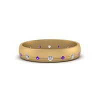 55Carat Men Flush Set Diamond Wedding Band Yellow Gold Plated Natural Amethyst Round Shape Wedding Bands Bezel Setting Dimensione W Minimal Modern Design Birthday Gift Wedding Gift