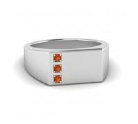 55Carat Men's Sterling Silver Ring with Natural Garnet - Three Round Bezel Set Stones - Modern Minimalist Design - Engagement, Wedding, Birthday Gift for Him M