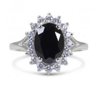 55Carat Natural Black Onyx Ring Sterling Silver Oval Shape Chakra Healing UK H-Z