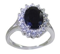 55Carat Natural Black Onyx Ring Sterling Silver Oval Shape Chakra Healing UK H-Z