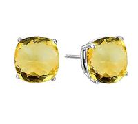 55Carat Natural Citrine 925 Sterling Silver Yellow Color Stud Earring Cushion-Cut Friction Back Prong Set Jewelry For Ladies