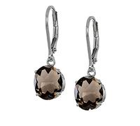 55Carat Natural Smoky Quartz 925 Sterling Silver Brown Color Dangle Earring Oval Shape Leverback Prong Style Handmade Fashion Jewelry