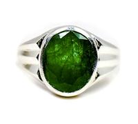 55Carat Real Emerald Sterling Silver Ring Men 3 Carat Mark Oval Shape Bezel Setting Handmade Size UK I to Z