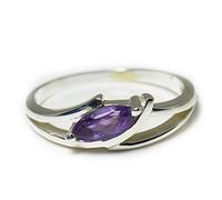 55Carat Real Marquise Amethyst Ring Statement Sterling Silver Chakra Healing Stone Handmade Sizes H-Z