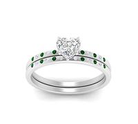 55Carat Scattered Bezel Wedding Ring Sets Sterling Silver Created Emerald Heart Shape Wedding Ring Sets Bezel Setting Dimensione S Minimal Modern Design Birthday Gift Wedding Gift