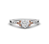 55Carat Sterling Silver Celtic Knot Split Sank Ring, eart Sape Diamond & Natural Garnet Accents, Petite Engagement Promise Ring for Women, Modern Minimal Design, Birtday WeddingGift T