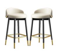 55cm/65cm Home Metal High Stool Set of 2, Modern Kitchen Breakfast Chair, with Metal Legs&Backrest, High Stools for Kitchen Island/Home Bar,Backrest Bar Stool