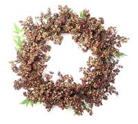 55cm Artificial Hanging Black Berry Wreath Leaf Black One Size