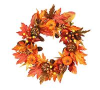 55cm Artificial Pumpkin Wreath, Fall Harvest Front Door Garland, Thanksgiving Decoration, Halloween Party Supplies