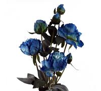 55cm Blue Peony Artificial Flowers Spray - 4 Flowers 3 Buds