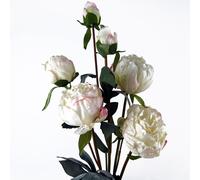 55cm Cream Peony Artificial Flowers Spray - 4 Flowers 3 Buds