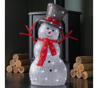 55cm Light up Acrylic Christmas Snowman with Top Hat & Scarf with White LEDs