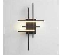 55cm Linear Wall Light Minimalist Geometry Wall Sconce, 8W LED Stepless Dimming Light Fixture Background Wall Living Room Decoration Wall Sconces, Brass Wall Wash Light(Dark)