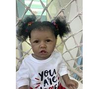 55CM new black skin saskia with teeth reborn todderl girl baby doll lifelike real touch full body silicone African American baby