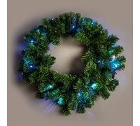 55cm Pre-Lit Green Christmas Wreath Alaskan Pine for Fireplaces Home Wall Door Stair Artificial Xmas Tree Garden Yard Decorations with 30 White LEDs