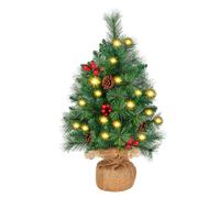 55cm Pre-lit Small Christmas Tree with Lights: Artificial Tabletop Xmas Tree with with Cement Base, for Indoor Outdoor Home Festival Party Decorations