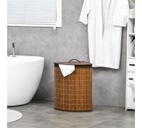 HOMCOM 55L Bamboo Corner Laundry Hamper Bamboo Laundry Basket 38x38x57cm Brown, Brown
