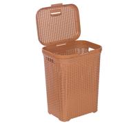 (55L Beige) 45/55L Plastic Rattan Laundry Clothes Bin Basket