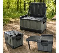 55L Foldable Camping Storage Box 3 in 1 Chair Table and Car Organiser | Supports Up to 100kg and Folds Flat for Convenient Transport