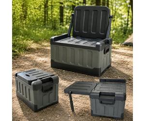 55L Foldable Camping Storage Box 3 in 1 Chair Table and Car Organiser | Supports Up to 100kg and Folds Flat for Convenient Transport