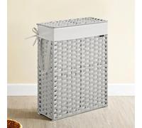 55L Slim Laundry Basket with Lid and Handles Goose Yellow, Cloud White