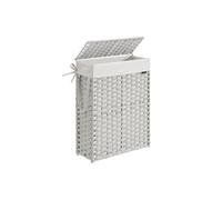 55L Slim Laundry Basket with Lid and Handles Goose Yellow, Cloud White