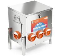 55LBS Automatic Chicken Feeder No Waste 5 Ports Metal Poultry Feeder with Adjustable Legs Perspective Window Latch & Handle for Chickens Bantams Pheasants