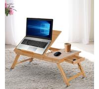 Portable Laptop Desk Notebook Tray PC Bed Table with Drawer Adjustable HOMCOM Light Brown One Size