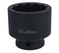 55mm 3/4in Drive Metric Shallow Impact Hub Wheel Nut Socket 12 Sided Bi-Hex