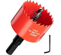 55mm Bi-Metal Hole Saw with Arbor and Pilot Bit - Fast Cut Quality Hole Cutter Drill Bit for Wood, Plywood, Fiberglass, Plastic, Drywall, and Stainless Mild Sheet - 25mm Cutting Depth