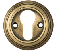 55mm Euro Profile Round Escutcheon Reeded Design Antique Bronze Keyhole Cover