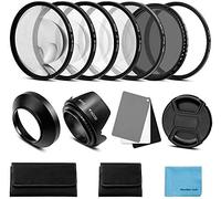 55mm Lens Filter Accessories Kit:UV CPL Adjustable ND Filter(ND2-ND400),Macro Close up Filter Set(+1,+2,+4,+10),Lens Hood,3 in 1 Grey Card for Canon Nikon Sony Pentax Olympus Fuji DSRL Camera