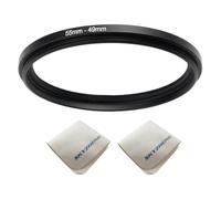 55mm Lens to 49mm Camera Lens Adapter 55mm to 49mm Step Down Ring Adapter Ring for All Brands of UV ND CPL, with Premium Lens Wiping Cloth 2 Pack (55mm-49mm)