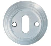55mm Lock Profile Round Escutcheon Reeded Design Satin Chrome Keyhole Cover