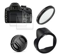 55mm UV Filter HB-N106 Lens Hood Cap + 2x Glass Screen Protector, For Nikon D3400 D3500 D5600 D7500 AF-P DX For NIKKOR 18-55mm Lens (Size : D3500)