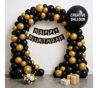55pc Black & Gold Balloon Arch Kit DIY Garland Strip & Glue Dots Deluxe 10" & 5" Latex Balloons Perfect for New Year's Eve Casino Graduation Birthday & Anniversary Party Decor