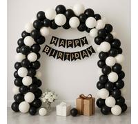 55pc Black & White Balloon Arch Kit DIY Garland Strip & Glue Dots Deluxe 10" & 5" Latex Balloons for Graduation Wedding Checkered Flag Gender Reveal Party Decoration