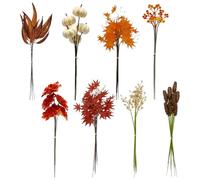 55PCS Artificial Fall Flowers Branches, Autumn Real Touch Orange Plants Cuttings, Plastic Autumn Decorative Plants, Artificial Fall Flowers for Home Kitchen Thanksgiving Decor